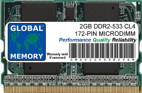 2GB DDR2 533MHz PC2-4200 172-PIN MICRODIMM MEMORY RAM FOR LAPTOPS/NOTEBOOKS